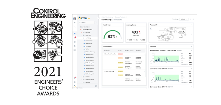 Symphony AzimaAI Performance 360, shown here in a dry mixing application, also was applied to optimize operation of a mining grinding. SAAI’s AI-driven digital twin models offer dynamic process optimization that can predict process uncertainties and recommend optimized control strategies to increase throughput and reduce the chance of failures. It received 2021 Engineers’ Choice recognition in the Grand Award category, winning most overall votes of among all product finalists for 2021. Courtesy: Symphony AzimaAI.