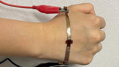 Huanyu “Larry” Cheng, Dorothy Quiggle Career Development Professor in Penn State’s Department of Engineering Science and Mechanics, is leading research on flexible graphene devices made with lasers, like the wearable pressure sensor shown here. Courtesy: Huanyu Cheng, Penn State University