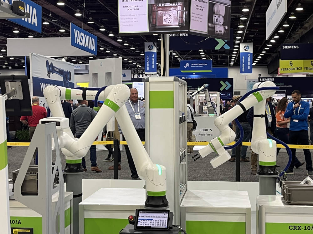 Stacey Harimoto, senior engineer at Fanuc, talked about how how they use 2D and 3D cameras on robots to help provide context for palletizing, pick-and-place and more for warehousing and logistics applications. Courtesy: Chris Vavra, CFE Media and Technology