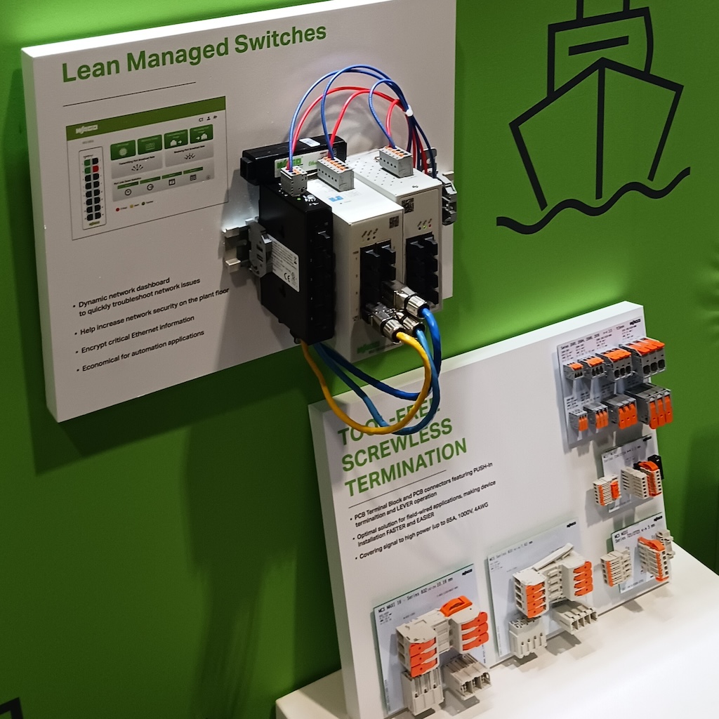 Figure 2: Wago Lean Managed Switches provides industrial ethernet communications, connect to a dynamic network dashboard for network troubleshooting and can improve network security, as shown at Automate 2024 event by A3, the Association for Advancing Automation, in Chicago. 