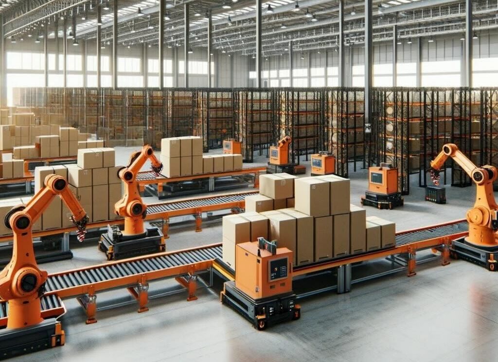 Figure 1: Palletizing robots on a manufacturing floor. 