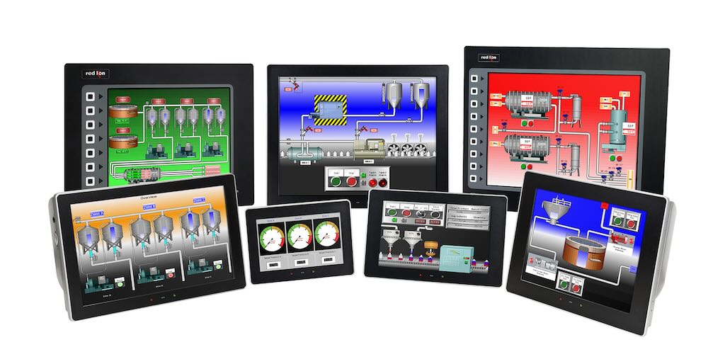 Figure 1: Red Lion’s rugged Graphite operator panels are the industry's first HMI touchscreens to combine all-aluminum construction with an I/O module architecture. 