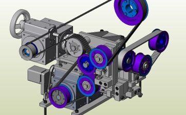 Figure 1: A phasing drive for a face mask machine. It allows independent timing on the visor and ear loops attachments. Courtesy: Hargrove Controls & Automation