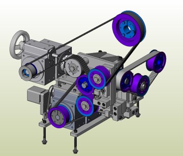 Figure 1: A phasing drive for a face mask machine. It allows independent timing on the visor and ear loops attachments. Courtesy: Hargrove Controls & Automation