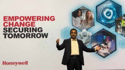 Honeywell Process Solutions president and CEO Pramesh Maheshwari speaking at the Honeywell Users Group 2025.