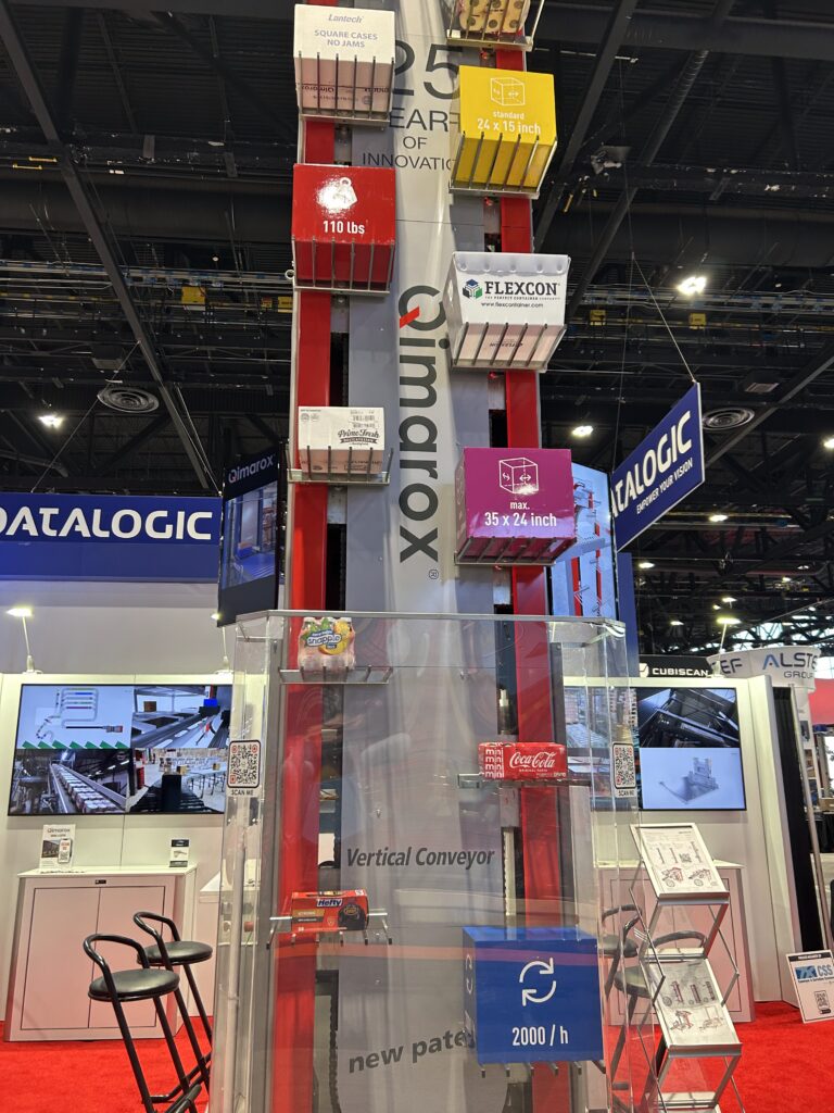 A vertical conveyor from Danish company Qimarox at ProMat 2025. Courtesy: Sheri Kasprzak, WTWH Media