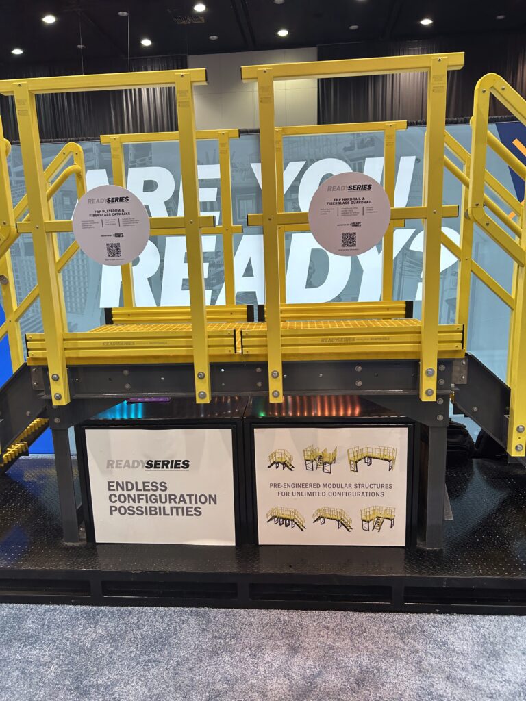 Bedford Reinforced Plastics offered a look at their ReadySeries fiberglass reinforced polymer (FRP) platforms and fiberglass catwalks. Courtesy: Sheri Kasprzak, WTWH Media