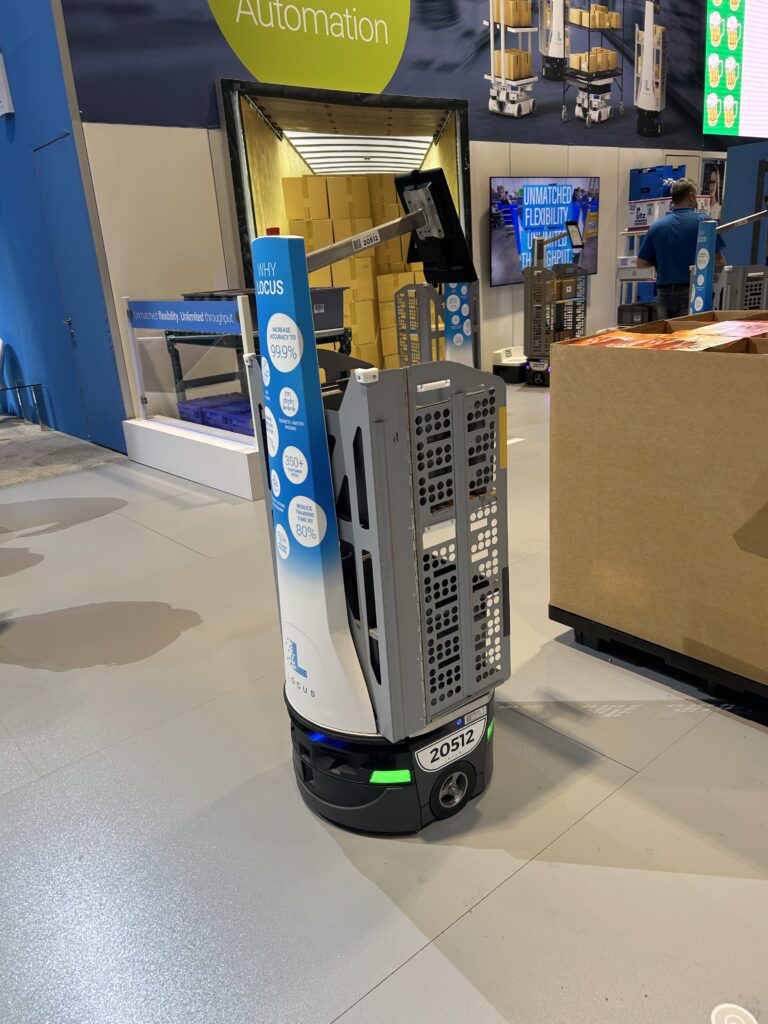 Locus Robotics displays its Locus Origin Autonomous Mobile Robot (AMR). Courtesy: Sheri Kasprzak, WTWH Media