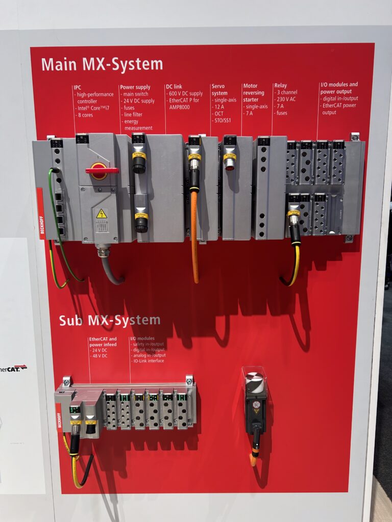 Beckhoff displays its MX cabinet-free automation and controls system. Courtesy: Sheri Kasprzak, WTWH Media