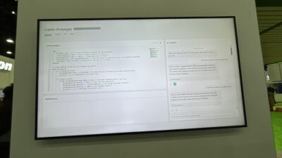 A demonstration in the Schneider Electric booth showcased copilot as a PLC code generator. Courtesy: Sarah Wynn, WTWH Media