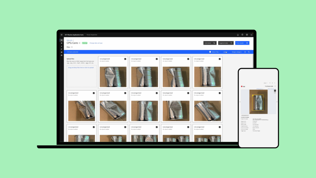 Figure 2: A no-code-required training interface — like the one powering IBM Maximo Visual Inspection, above — enables a wide spectrum of technicians to leverage AI for inspection, without having a background in computer or data science. Courtesy: IBM Maximo Visual Inspection.